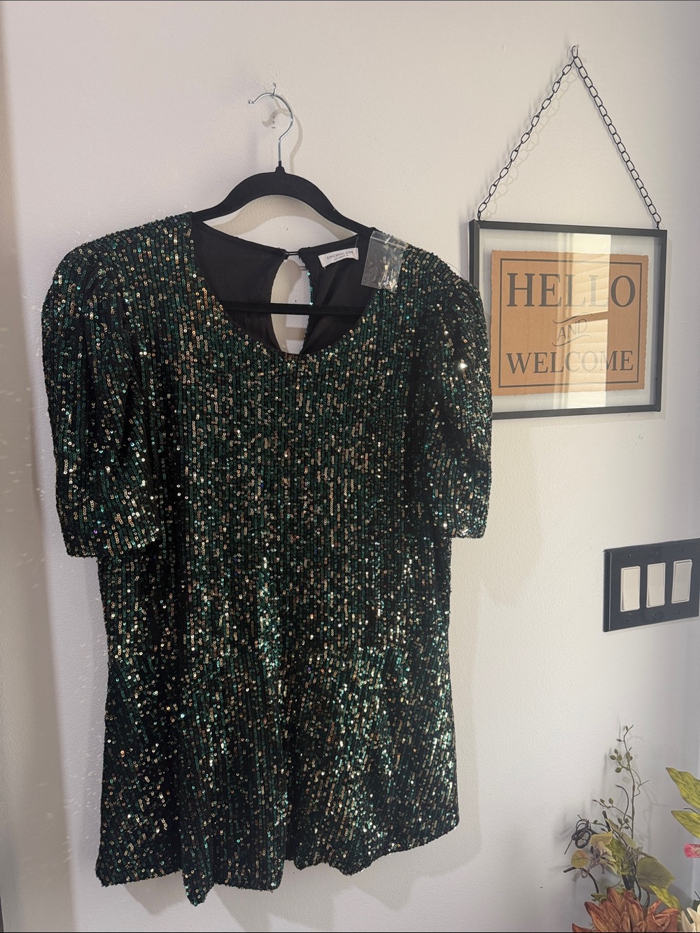 Green Sequin Short Sleeve dressy Top by chic soul